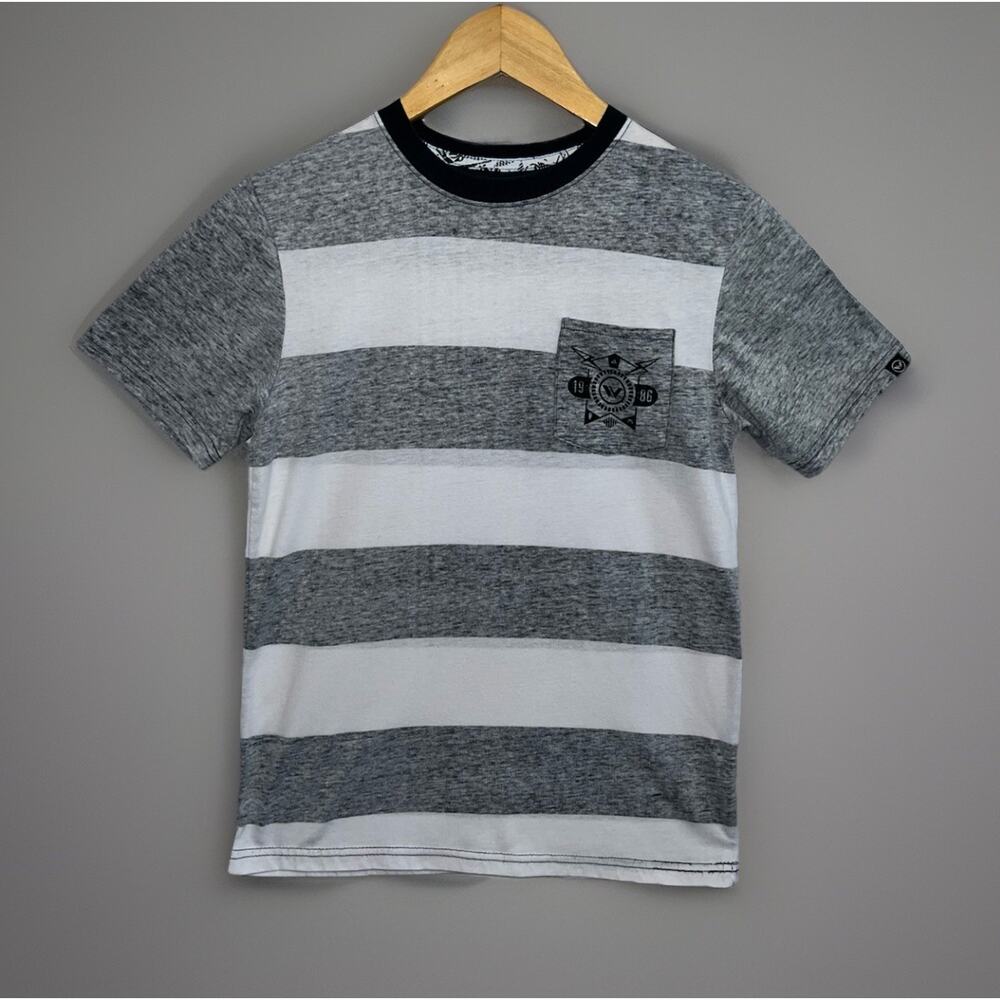 Shaun White - Striped - Gray White Black - Pocket T-shirt Top - Sz L 12-14